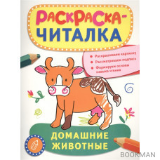 Домашние животные. Раскраска-читалка. Раскрашиваем картинку. Рассматриваем подпись. Формируем основы навыка чтения